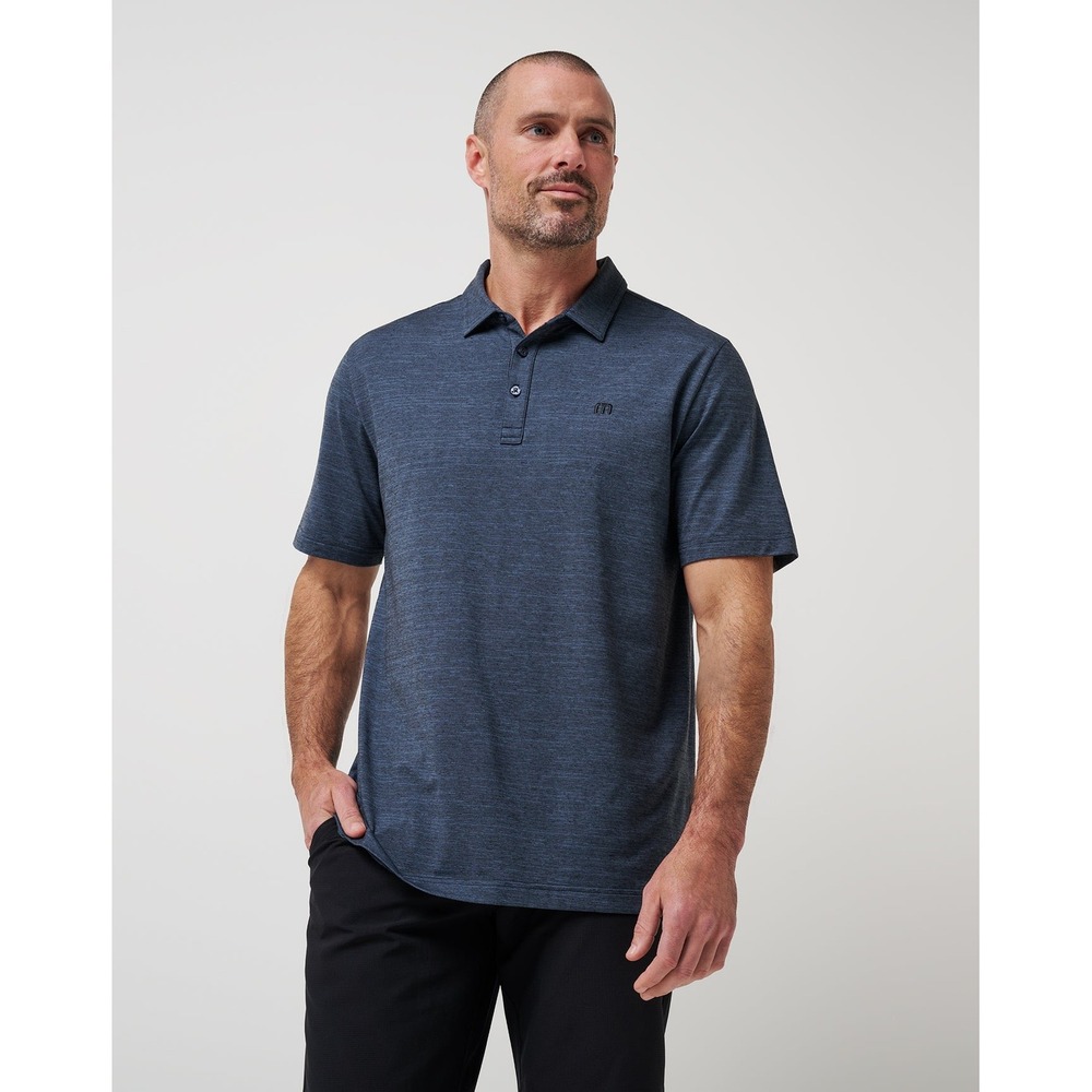Travis Mathew Zinna Men's XXL Blue Heathered 4-Way Stretch Golf Polo Shirt